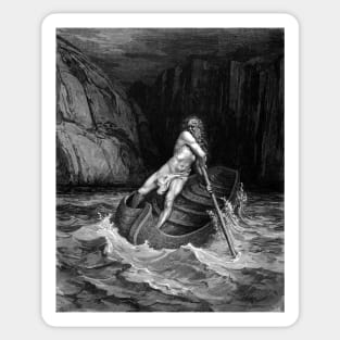 High Res Gustave Doré Illustration Charon the Ferryman of the Dead Sticker